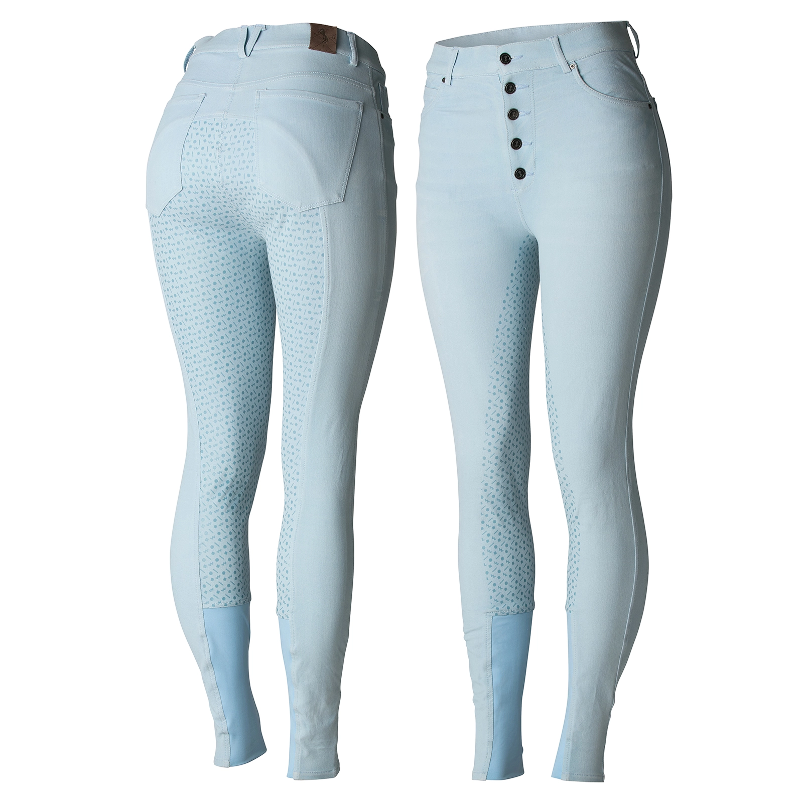 LIMITED EDITION - Bryczesy damskie pastelowe, jeansowe z pełnym lejem Horze Malibu