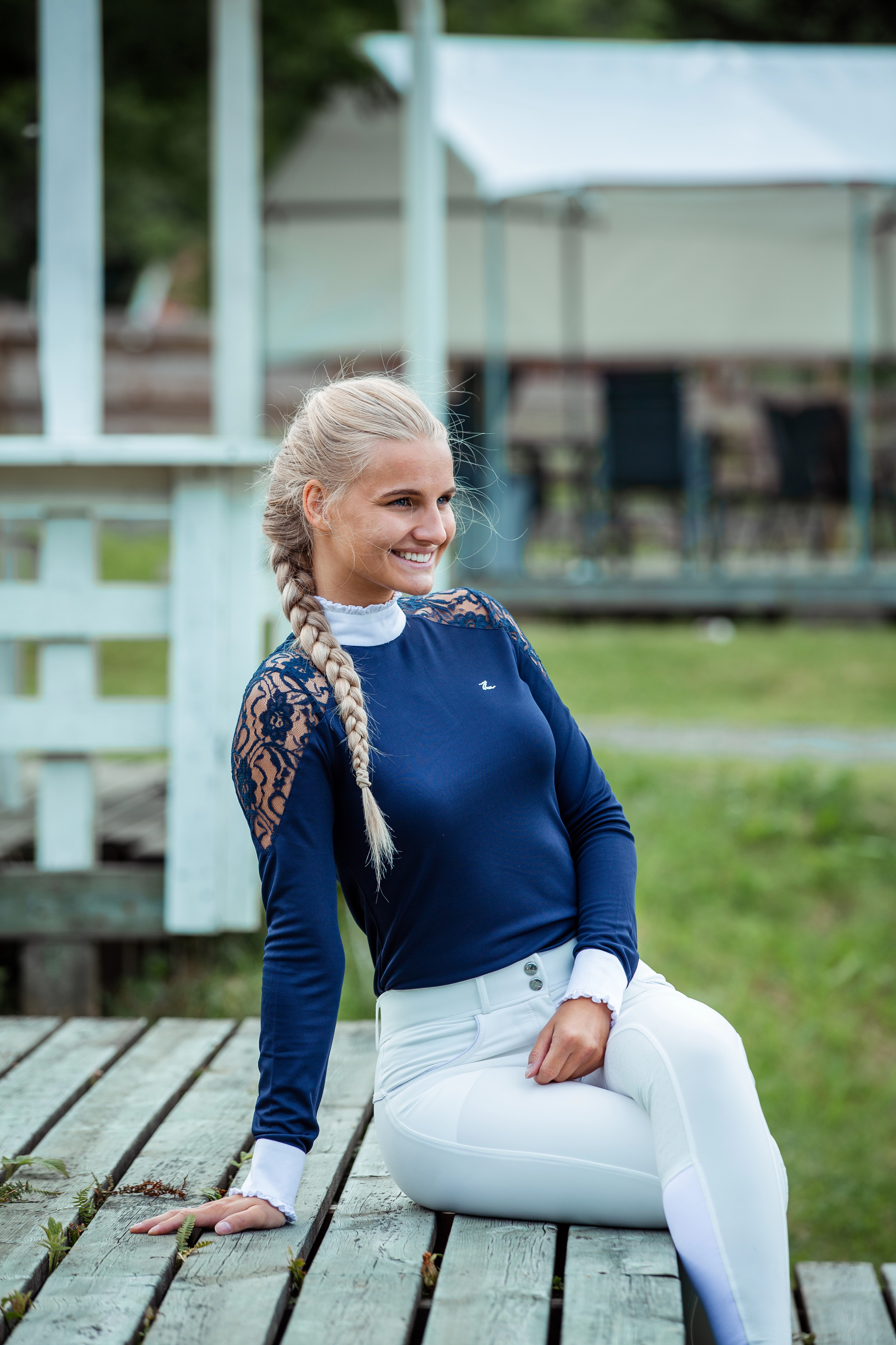 Damska koszula konkursowa Sylvie HORZE z długim rękawem i koronką - zdjęcie 7